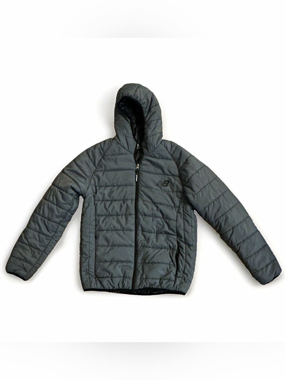 New Balance Quilted Hooded Jacket - Charcoal Gray size M